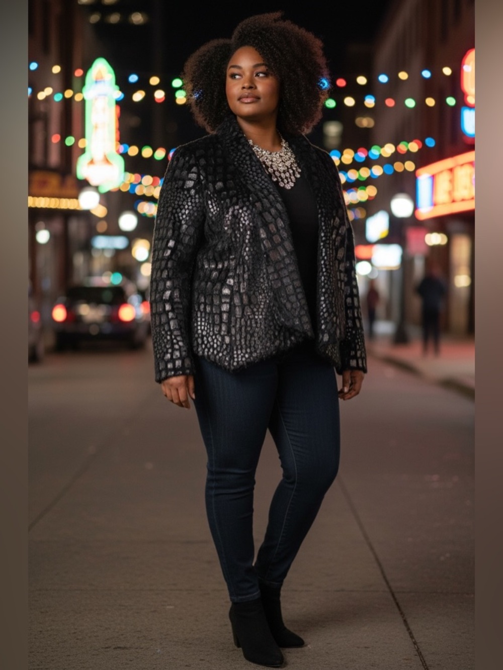 Textured Black Cropped Jacket